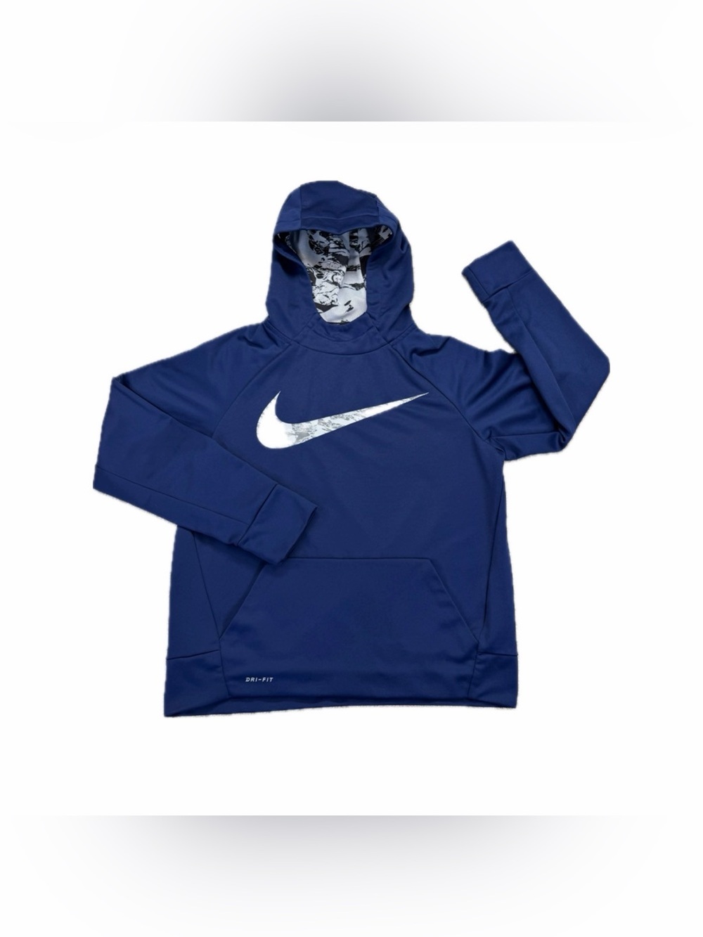 NIKE Dri-Fit Navy Blue Youth Boys Fleece Lined Hoodie Size Large
